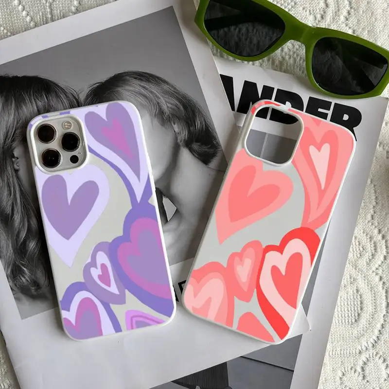 

Heart Circle Latte Love Coffee Twisted Pattern Phone Case Candy Color for iPhone 6 7 8 11 12 13 s mini pro X XS XR MAX Plus
