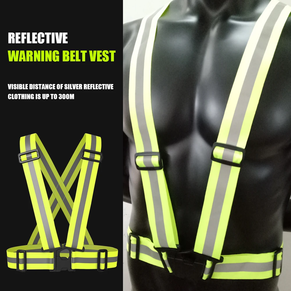 

Practical Reflective Straps Vest Polyester Traffic Night Work Lightweight Security Clothing Green for Night Running Cycing