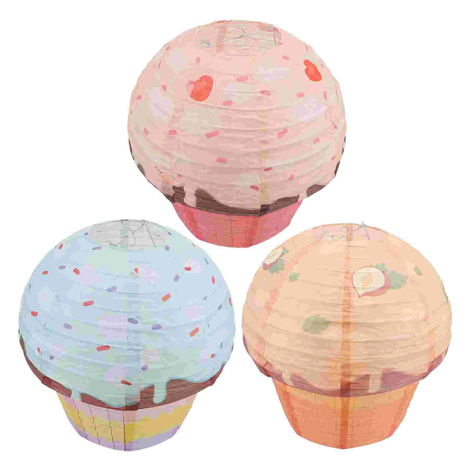 

3 Pcs Lantern Creative Hanging Flowers For Decoration Party Decoration Paper Lanterns Cake Cake-shaped Fold Folding