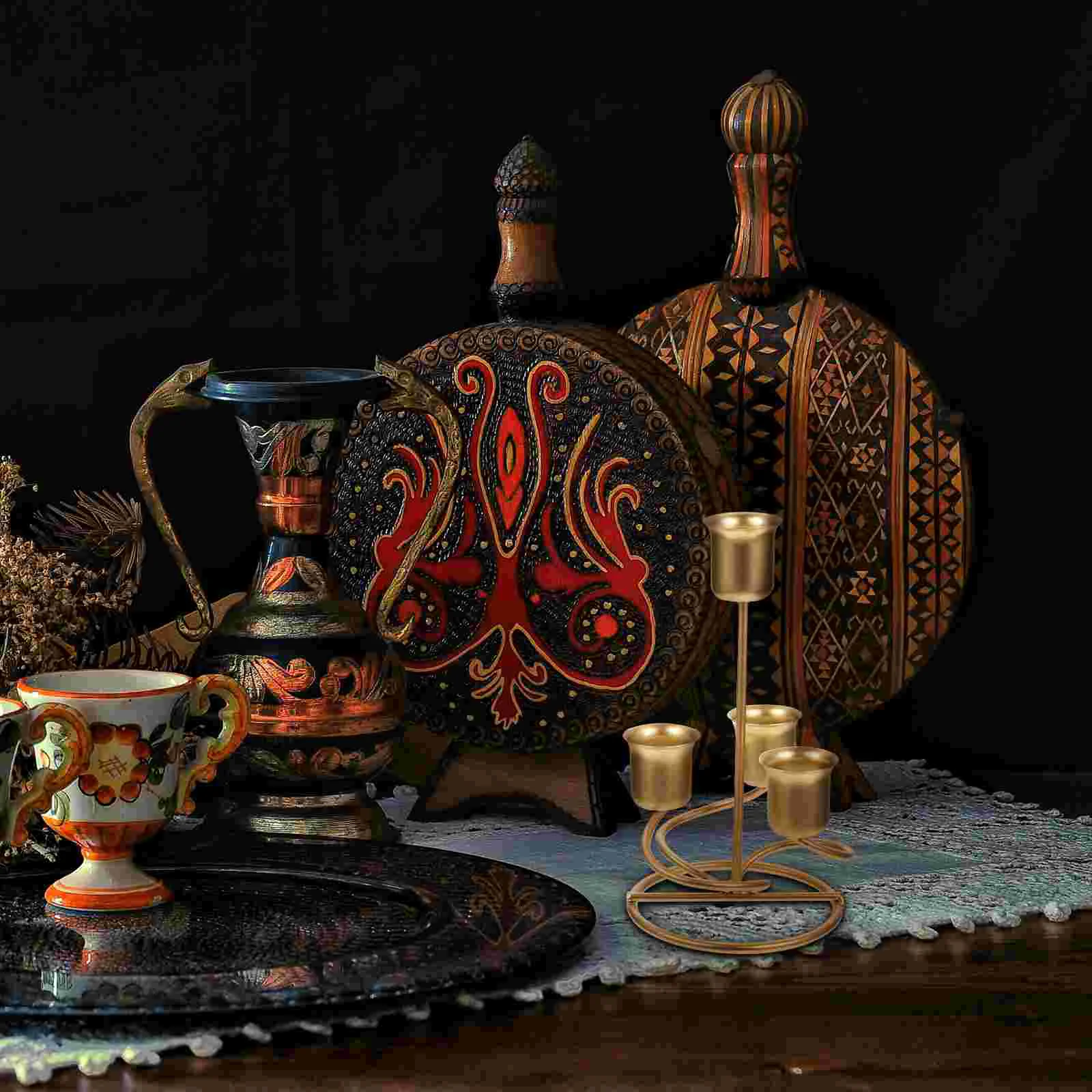 Железный держатель подсвечник черные палочки подставки в стиле ретро винтажный