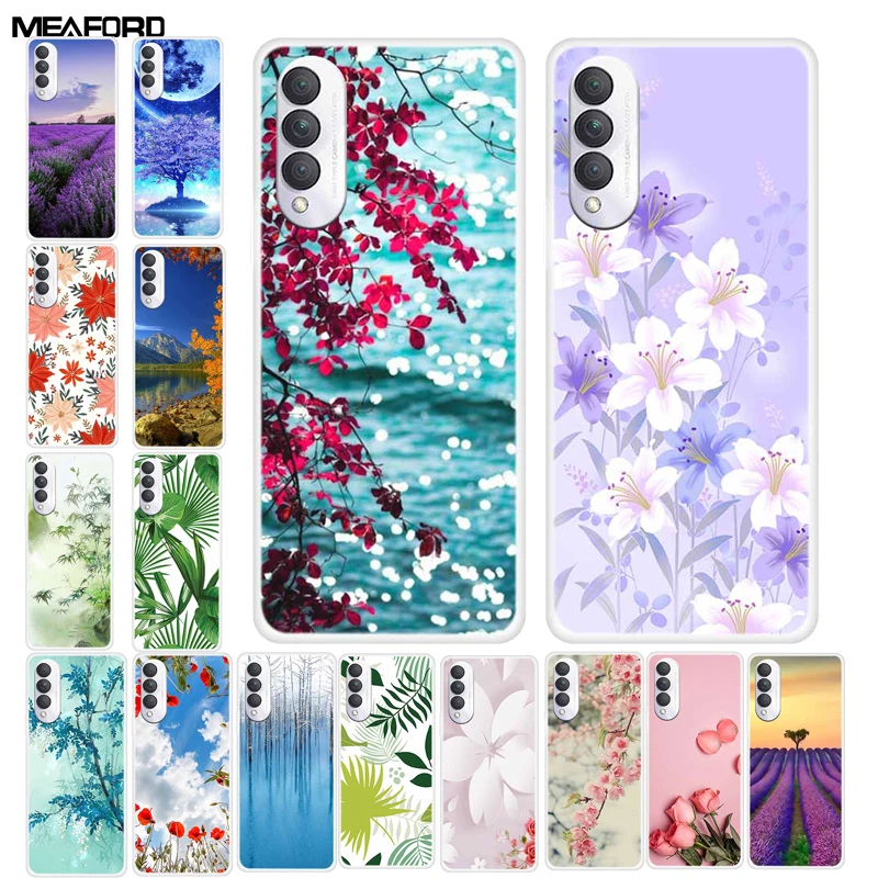 Чехол для Huawei nova 10z прозрачный тонкий силиконовый бампер с цветочным принтом