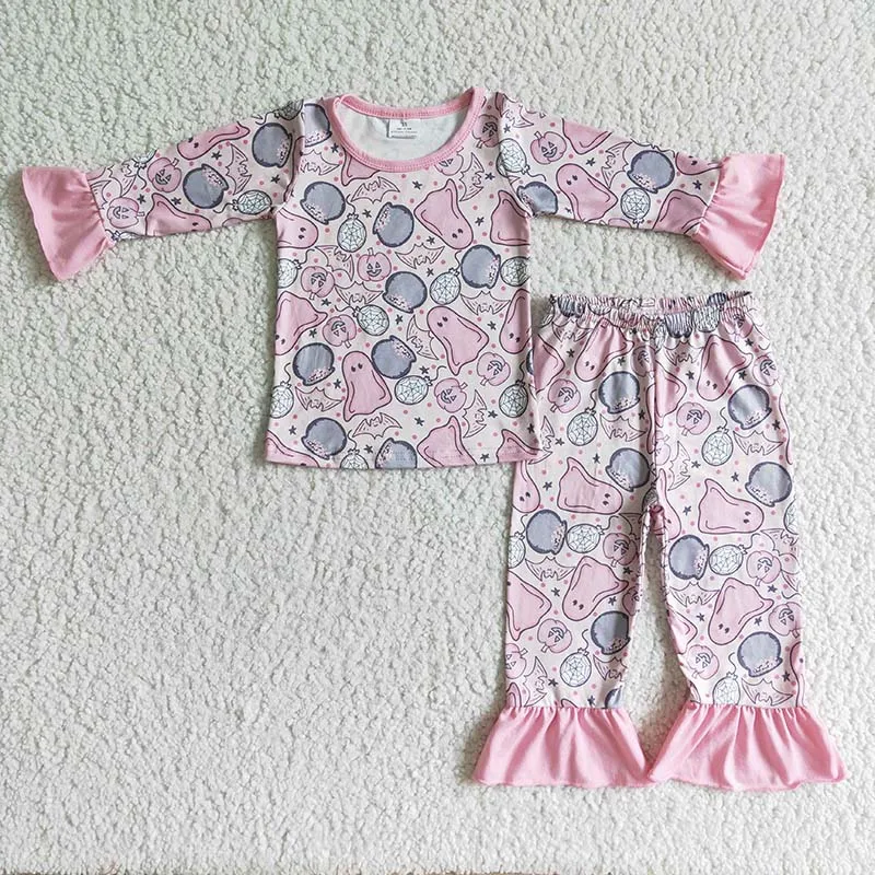 

Wholesale Children Halloween Baby Girl Pink Clothes Infant Pumpkin Ghost Sleepwear Set Kid Pants Hallowmas Outfit Todder Pajamas