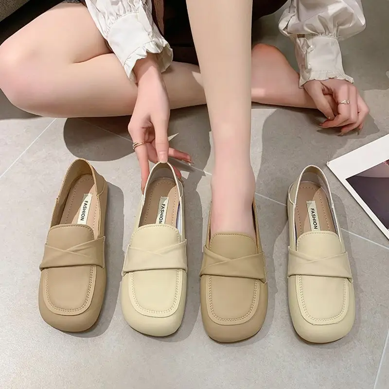 

Маленькие кожаные туфли Весна-Осень 2023 новые мягкие кожаные удобные лоферы на плоской подошве