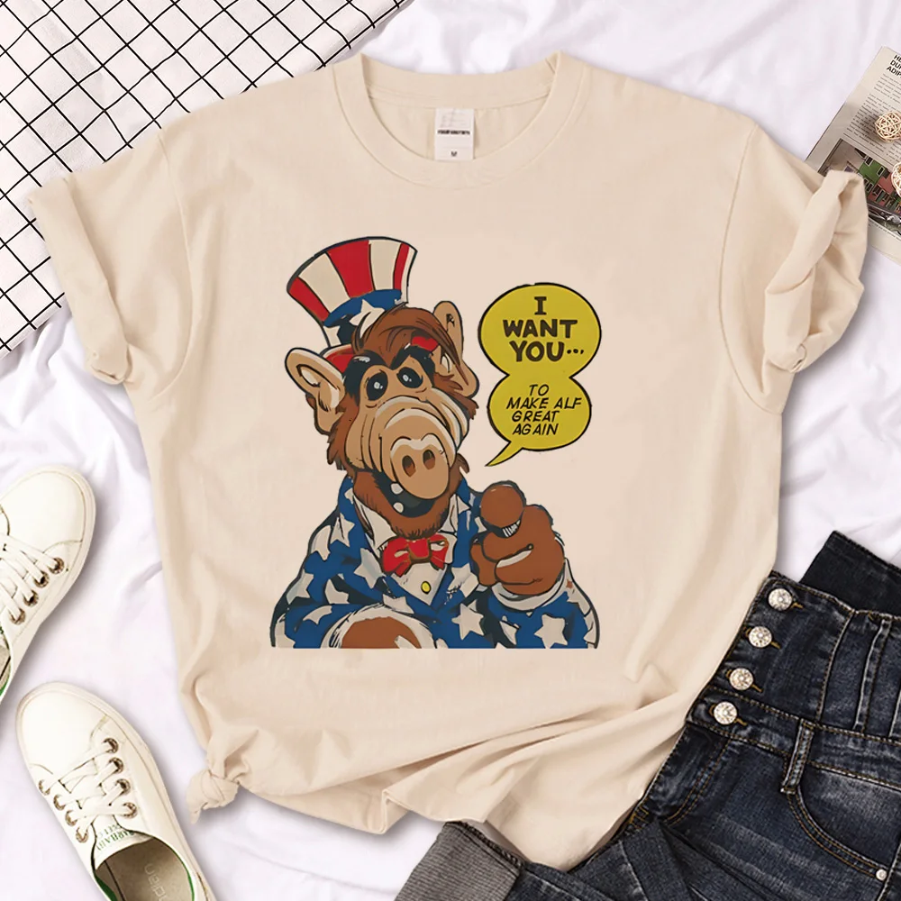 Топ Alf Женская японская забавная футболка в стиле Харадзюку женская одежда с