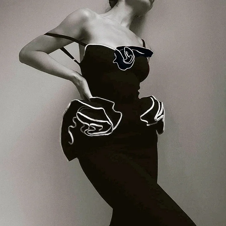 Женский купальник из двух предметов черный с 3D цветами роскошная пляжная одежда