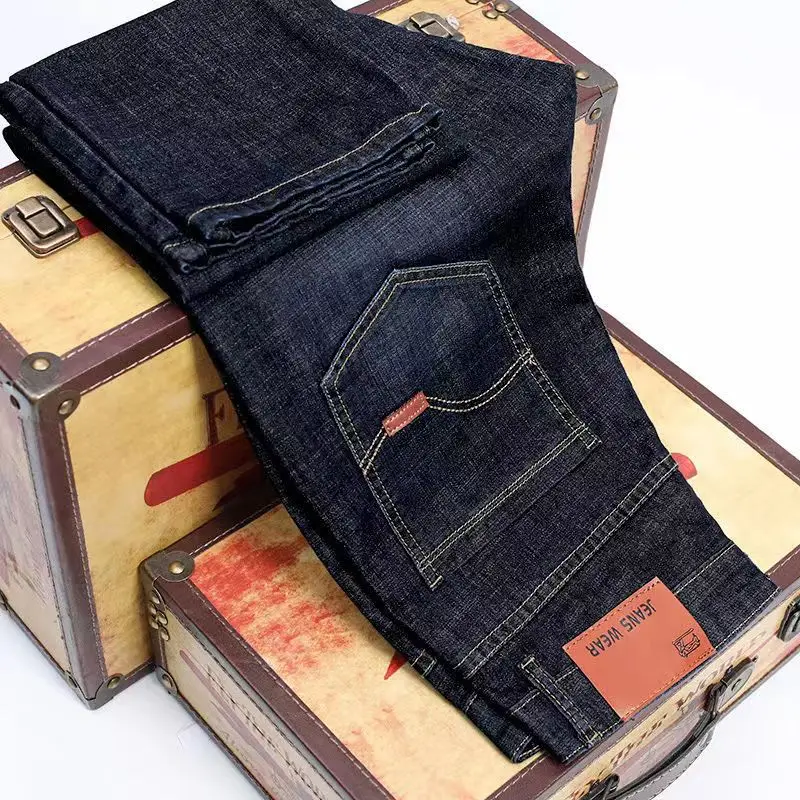 

2022 Summer Breathable Business Black Denim Pants Mens Straight Stretch Baggy Classic Men Jeans Plus Size Pantalones Hombre