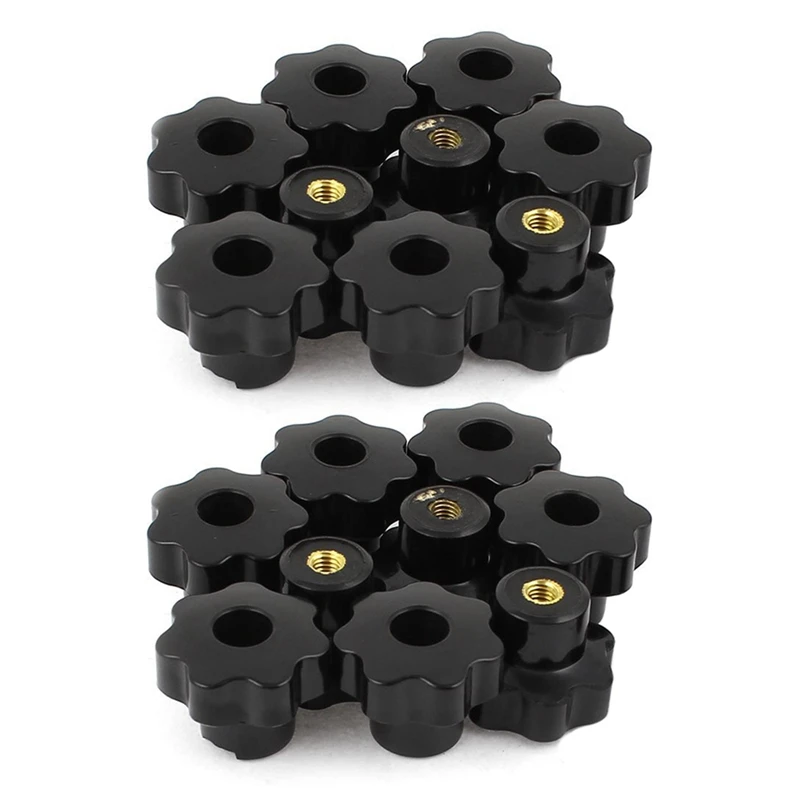 

20 Pcs 32Mm Dia M6 Thread Screw On Type Star Head Clamping Knob Grip