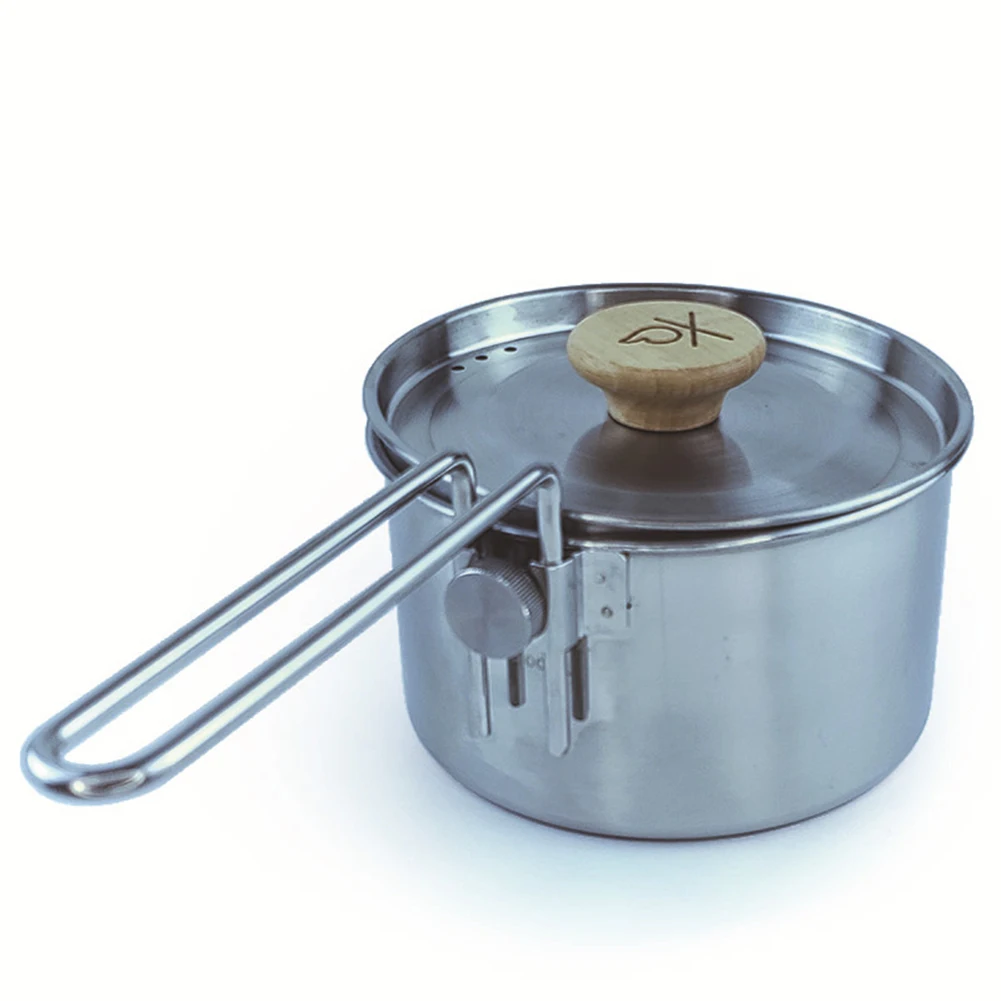 

Durable New Pot Pot Fishing Foldable High Quality Kettle Outdoor Portable Silvery Stainless Steel Teapot 14*8cm
