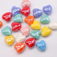 heart shape ceramic beads for jewelry making necklace bracelet 12x13mm colourful love porcelain diy bead wholesale