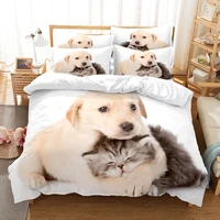 soft cat and dog duvet cover set 3d digital printing bed linen fashion design comforter cover bedding sets bed set
