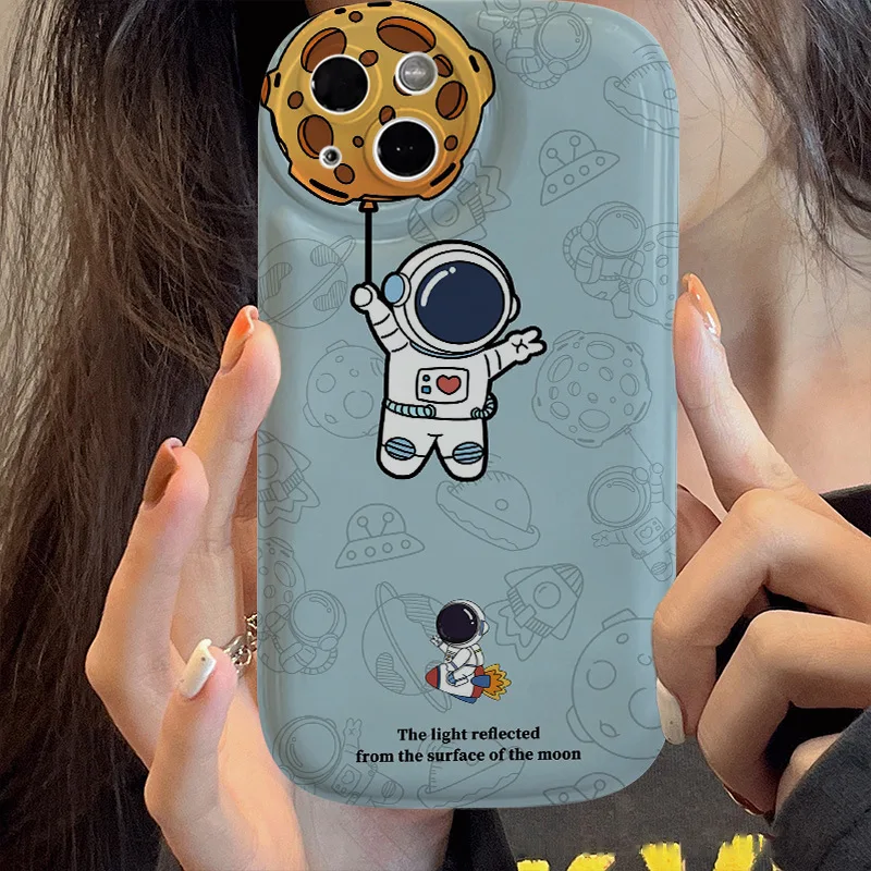 Фото Ударопрочный армированный матовый чехол для iPhone 13 14 12 11 Pro Max XRXS Plus SE астронавт силиконовый бампер Прозрачный жесткий чехол Capa №4