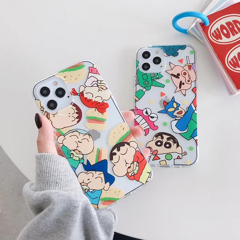 

Crayon Shin-chan BANDAI Anime Phone Case For iPhone 11 12 13 Pro MAX 6 6S 7 8 Plus XS 12 13 Mini X XR SE 2020 Transparent Shell