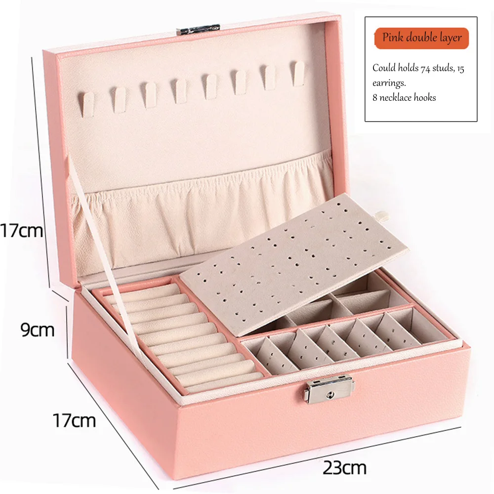 2022 New Double-Layer Large Jewelry Box Multi-Function Travel Organizer Jewelry Case Jewelry Storage Box Jewelry Holder Gift Box