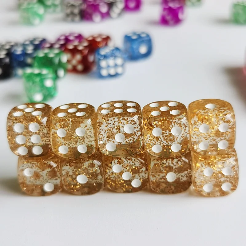Фото Набор из 10 шт. блестящих кубиков в роликах D6 6 граней 12 мм Casino Game Dice D6 Мини-кубики в сумке OPP для настольной настольной игры №4