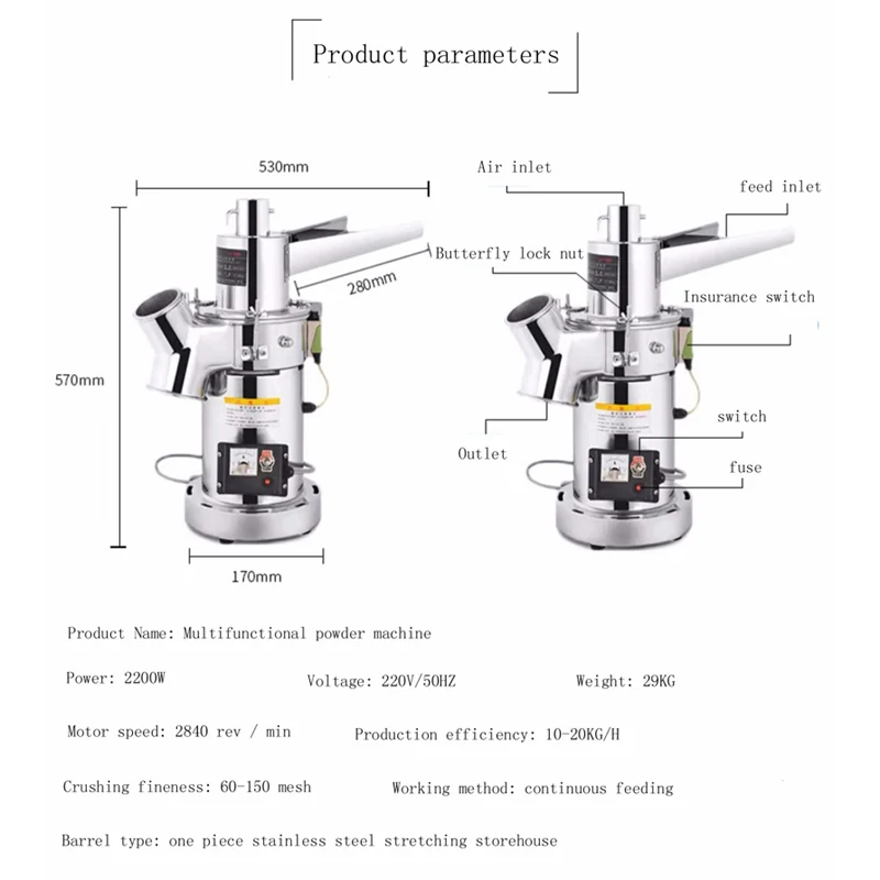 Фото Промышленная молотковая мельница для измельчения сухих специй, трав, зерна, семян чили и листьев. №3