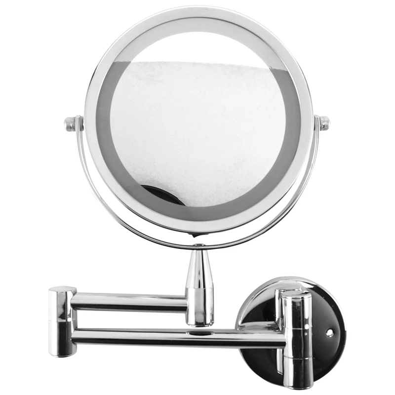 

Bath Mirror Led Cosmetic Mirror 1X/3X Magnification Wall Mounted Adjustable Makeup Mirror Dual Arm Extend 2-Face Bathroom Mirror