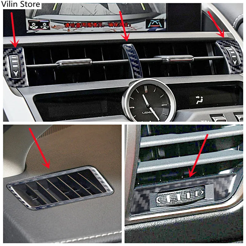 

Car Air Outlet Air Conditioner Vent Decorative Cover Trim Strip Carbon Fiber Stickers For Lexus NX200 Car Interior Accessories