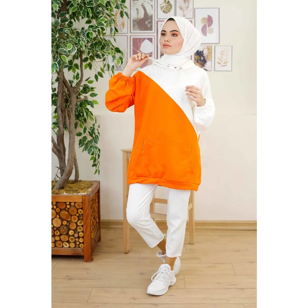 

Dorlie Two-Color Front Pocket Detail Kapişonlu Sweat/powder