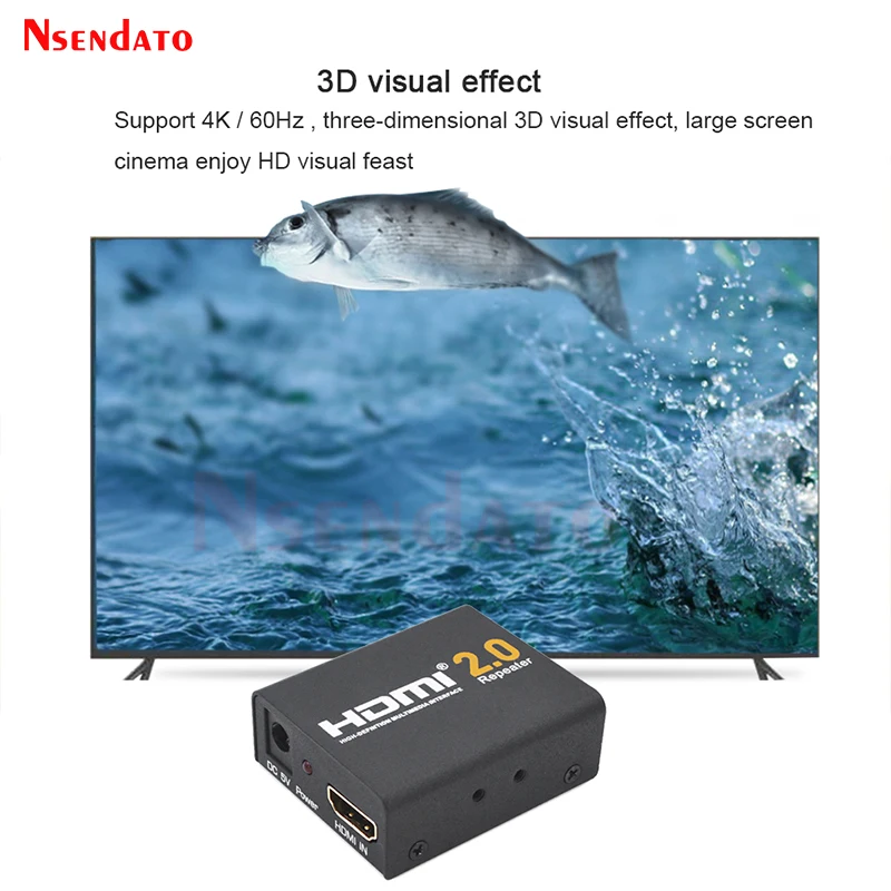 Фото 40 м 4K HDMI 2,0 HDR сплиттер ретранслятор 4K HDMI усилитель сигнала усилитель адаптер Поддержка HDCP 2,2 EDID 4K x 2K 1080P @ 60 Гц №4