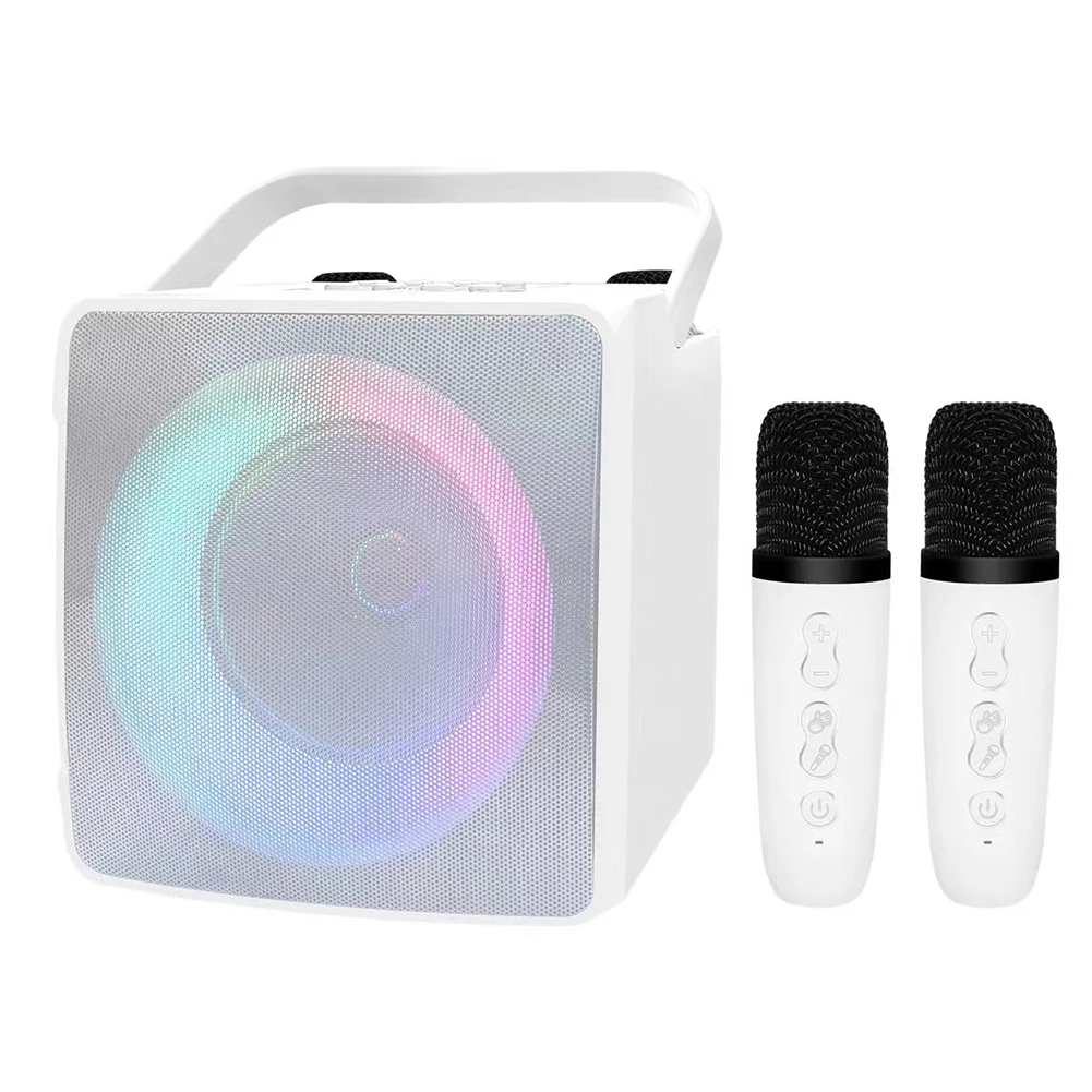 

RGB Light Center Audio Dual Wireless Microphone Bluetooth-compatible Kids Karaoke Stereo Microphone Machine 10W HiFi TF Card USB