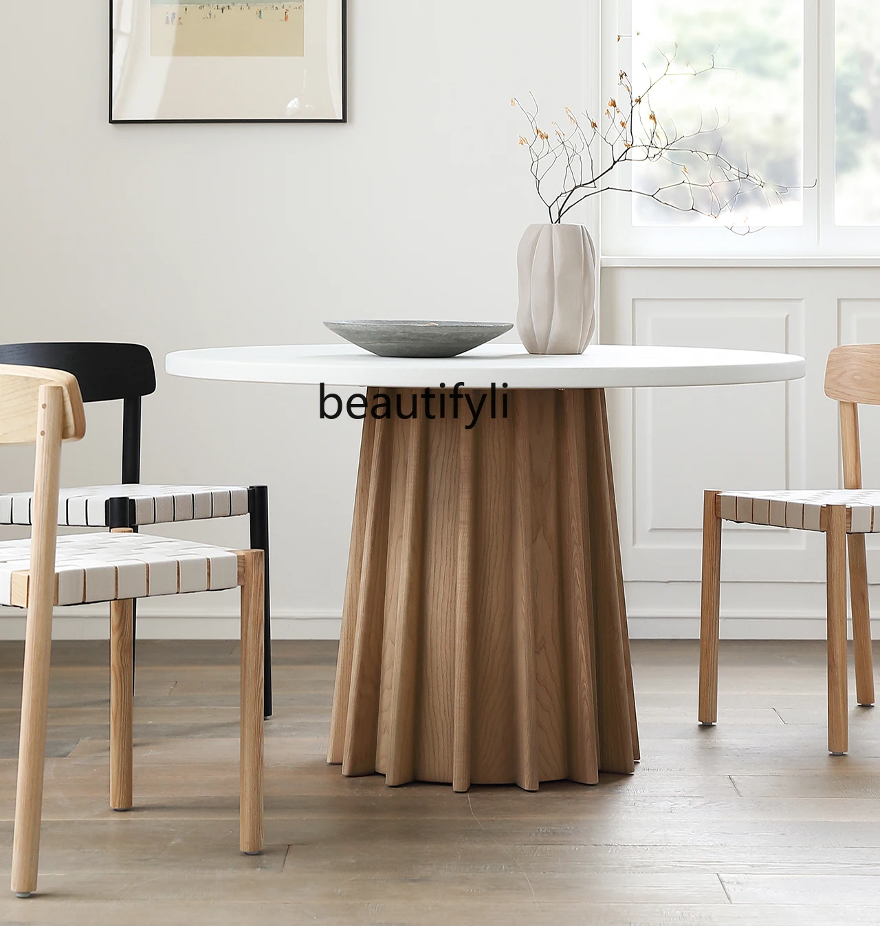 Обеденный стол Yuyun в тихом стиле для маленькой квартиры круглый обеденный из