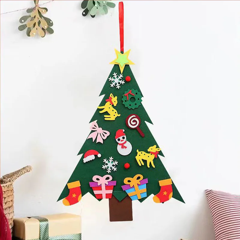 

Войлочная Рождественская елка «сделай сам», Рождественское украшение для дома, рождественские подарки на новый год, рождественские украшения, Рождественская елка Санта-Клаус