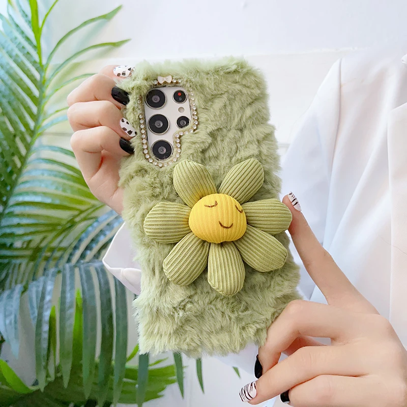 

Чехол для телефона Samsung Galaxy S22 Ultra, плюшевый мультяшный маленький ароматный Подсолнух для Samsung Galaxy S22, защитный чехол с защитой от падения