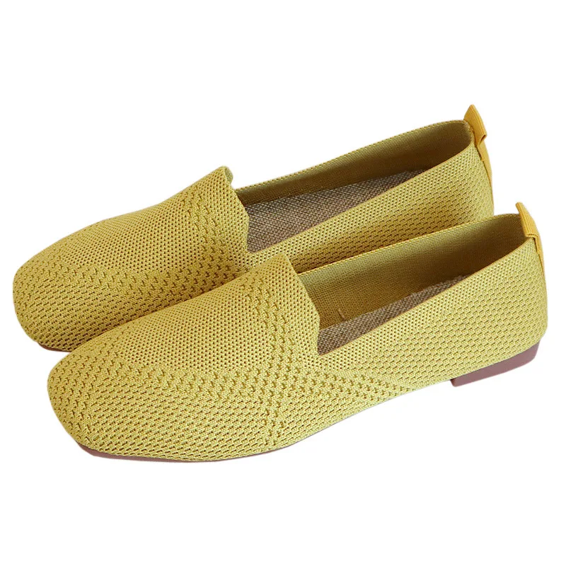 

Large Size Knitted Zapatillas Mujer Comfortable Soft Sole Women Shoes For Women Shoe Summer Shallow Muth Flat Shoes Breathable