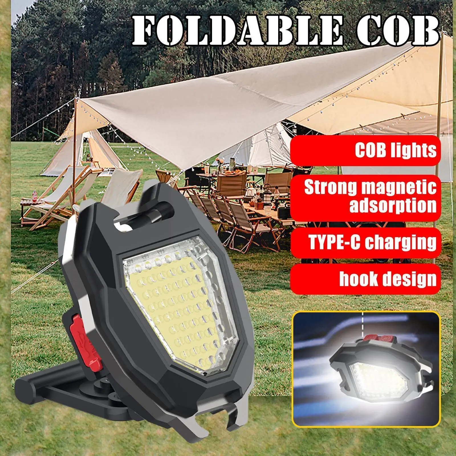 

Foldable LED Work Light Portable USB Rechargeable Flashlight Waterproof Torch For Hunting Camping Fishing Multifunction Lig X2E0
