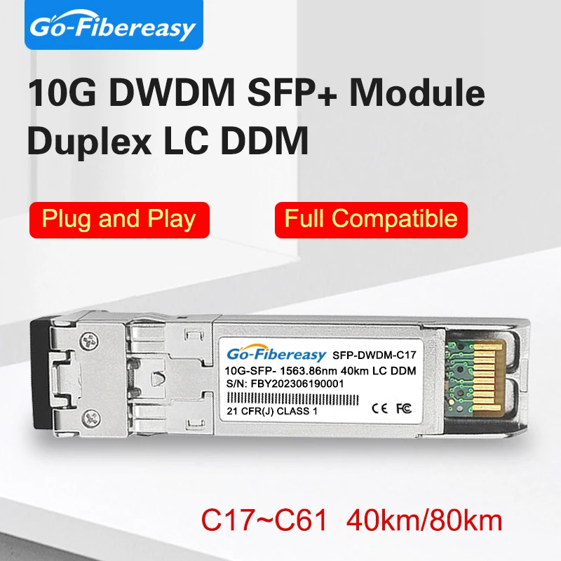 DWDM SFP 10G модуль приемопередатчика 40 км до 80 км C21 ~ C60 DDM Дуплексный LC волоконно-оптический модуль для Huawei,Cisco,Mikrotik оптический переключатель