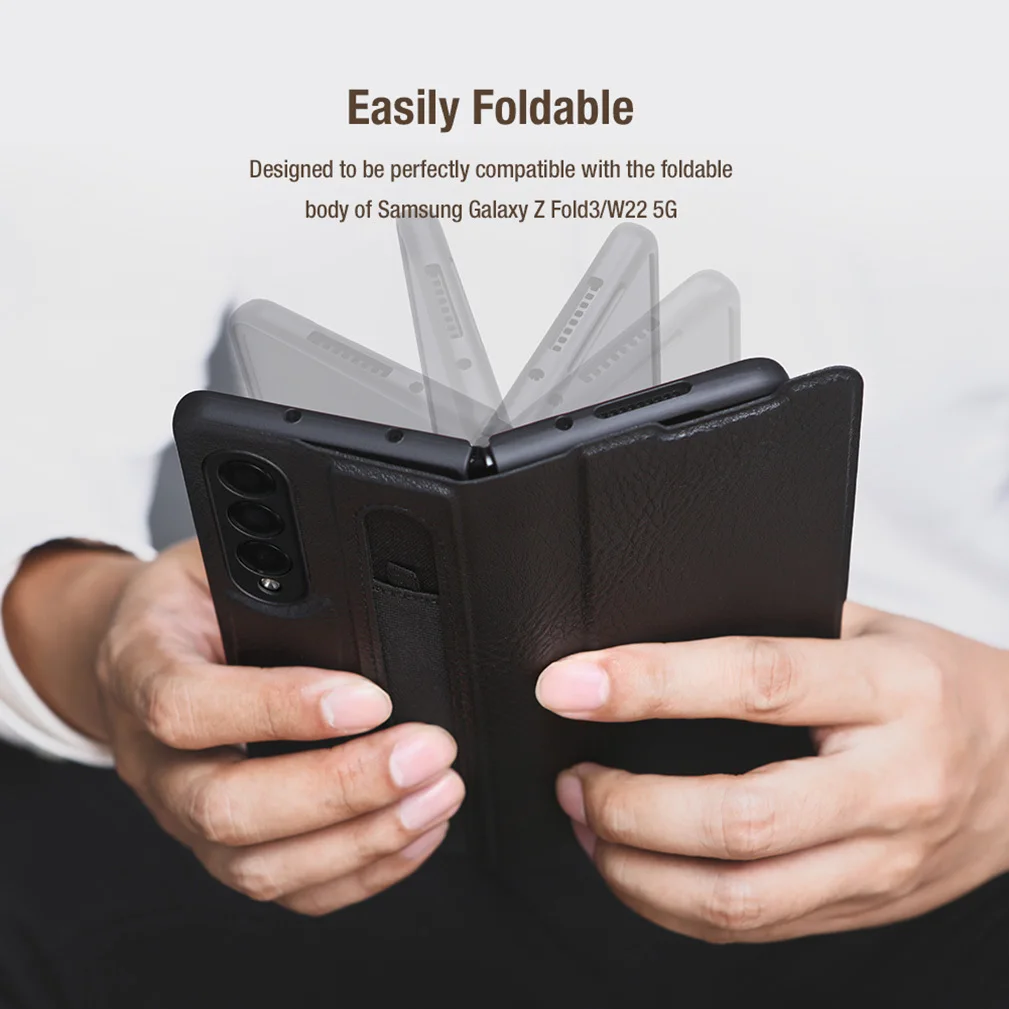 For Samsung Galaxy Z Fold 3 Case Nillkin Aoge Leather Hidden Bracket With Pen Slot Flip Case For Samsung Z Fold3 /W22 5G Cover