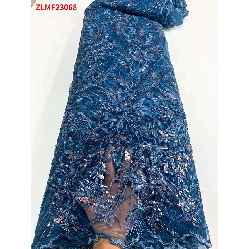 

New Design Bead Lace ​African Tulle ​Cloth Party Dress 5 Yards/Lot ZLMF23068