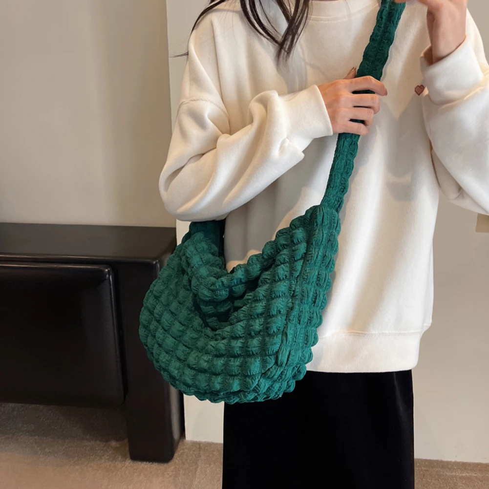 Стеганая сумка на плечо для женщин нейлоновая сумка-хобо с пузырьками