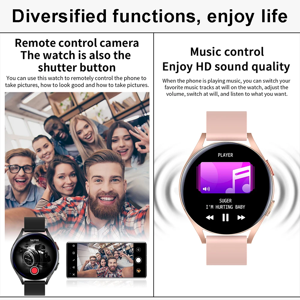 New Body Temperature Smartwatch Men Women AMOLED Full Touch Bluetooth Call Smart Watch Women IP67 Waterproof Fitness Watches Men