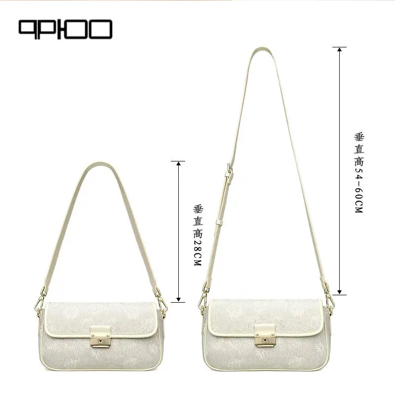 Oblique small bag female 2023 new qp100 fashion women's bag shoulder bag Chinese style white collar small square bag