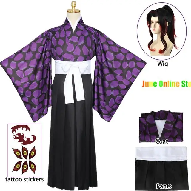 

Anime Demon Slayer Cosplay Kokushibo Cosplay Costume Kimetsu No Yaiba Kokushibo Wig Kimono Haori Uniform Halloween Costume