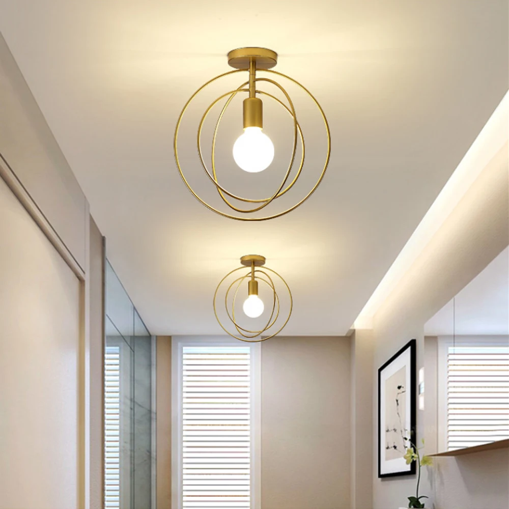 Золотая винтажная потолочная лампа современный железный светильник в