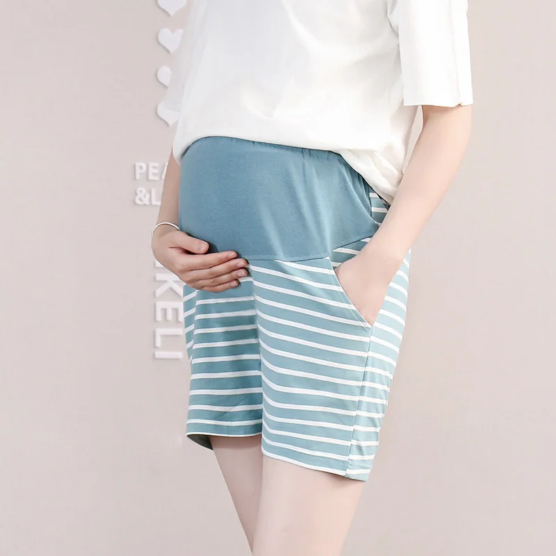 

Maternity Shorts High Waist Five-Point Belly Lift Pants Striped Maternity Pajamas Thin Loose Home Shorts