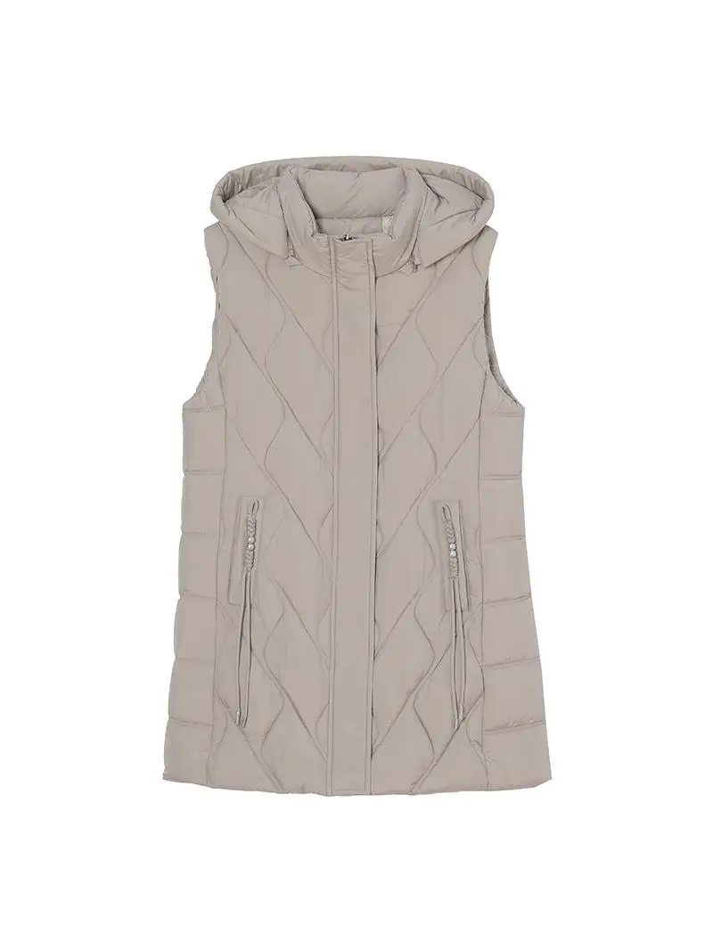 Пуховый жилет с хлопковой подкладкой женский средней длины осень-зима 2023 новый