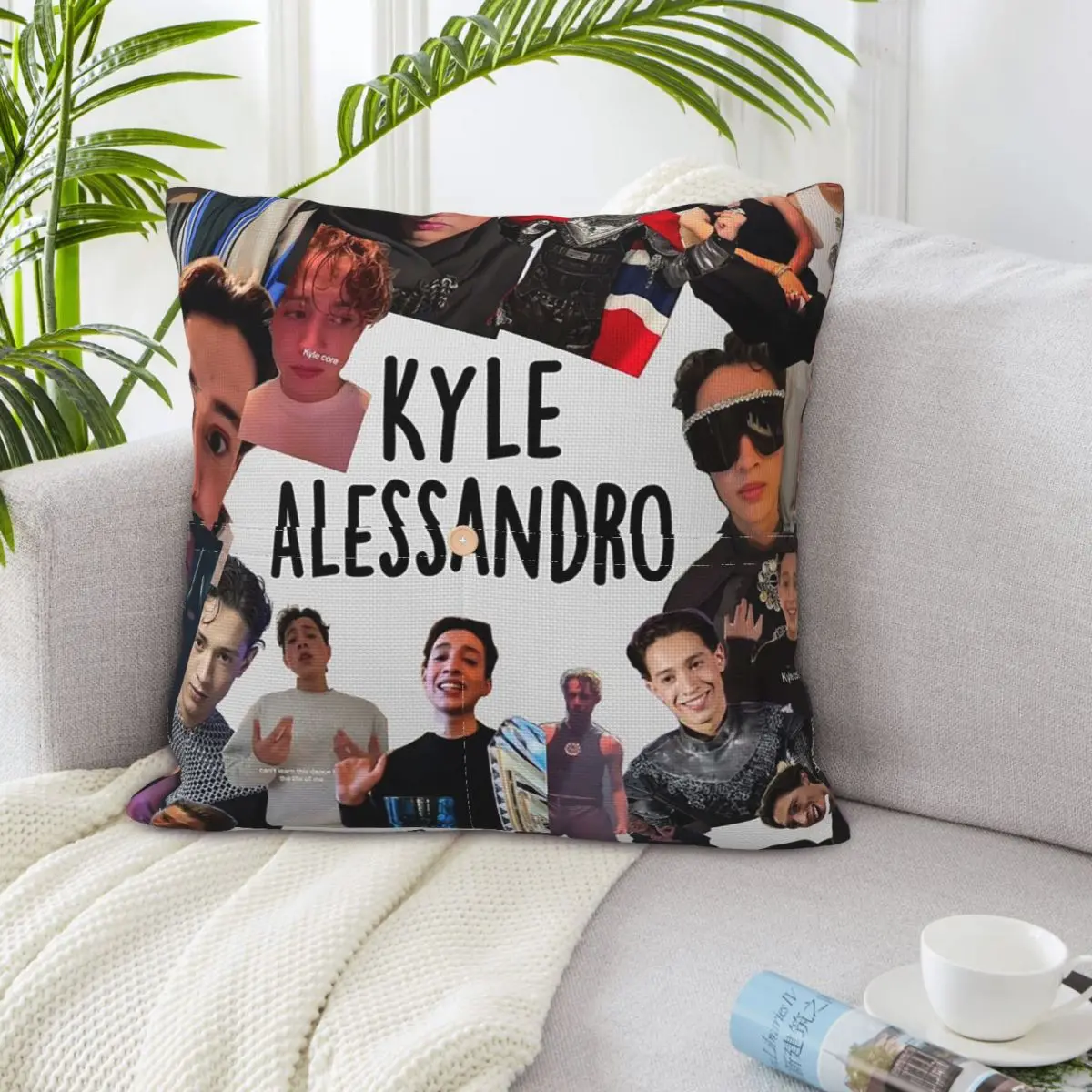 Фото Декоративная наволочка/чехол для подушки Kyle Alessandro Square Linen из полиэстера для дома и спальни №3