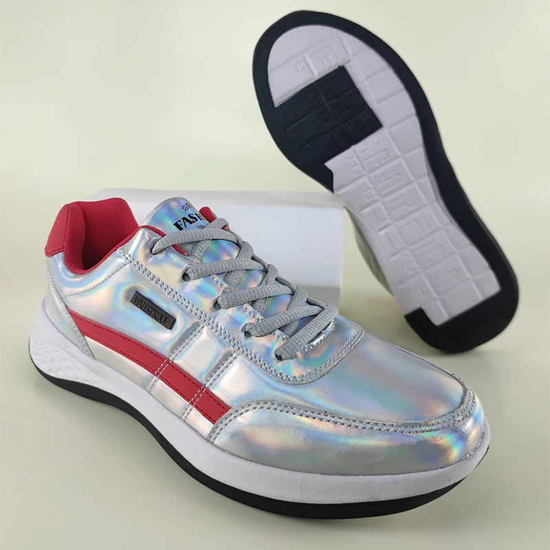 Men's Outdoor Sneakers MD Elastic Soles Lace-up Walking Shoes Reflective Breathable Vulcanized Men Casual Shoes