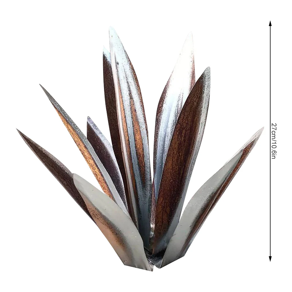 

9 Pieces Agave Leaves DIY Iron Art Plant Decorative Statue Horticulture Party Favors for Garden Accessories Silver