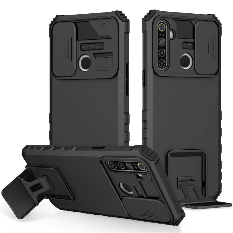 For OPPO A1K A3S A5 A12E Case Slide Camera Armor Protection Phone Case For Realme C1 C2 C3 C11 C17 C20 5 5i 7i Stand Back Cover