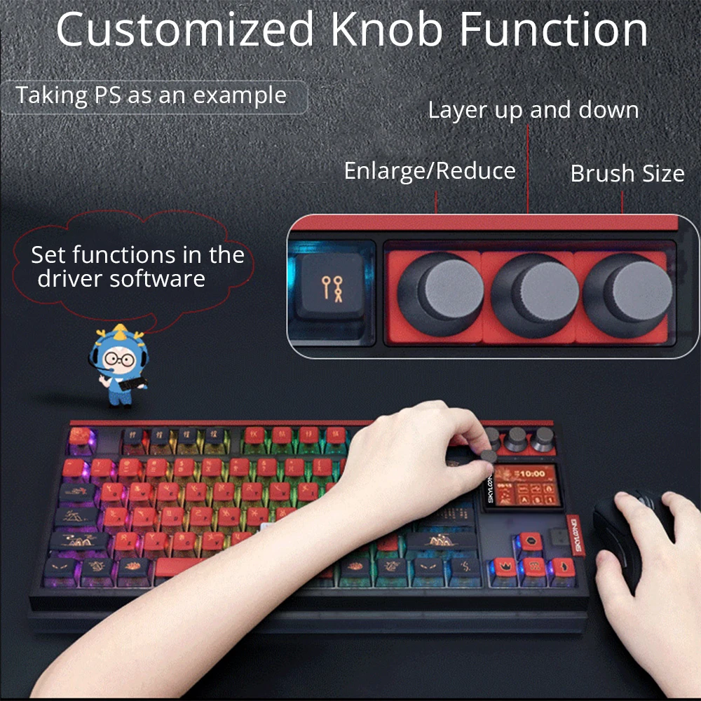 SKYLOONG GK87 Pro Беспроводные игры Клавиатура 8 Гц частота опроса TKL Механическая клавиатура PBT Горячая сублимация Клавиша RGB подсветка Bluetooth 80% с ручкой Клавиатура Горячая розетка Расщепление пробелы клавиши (art.: 3920cd00dbbdd) - 3920cd00dbbdd