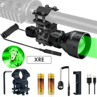 uniquefire 1405 xre led flashlight green light 3 modes adjustable waterproof full set outdoor torch for hunting night fishing