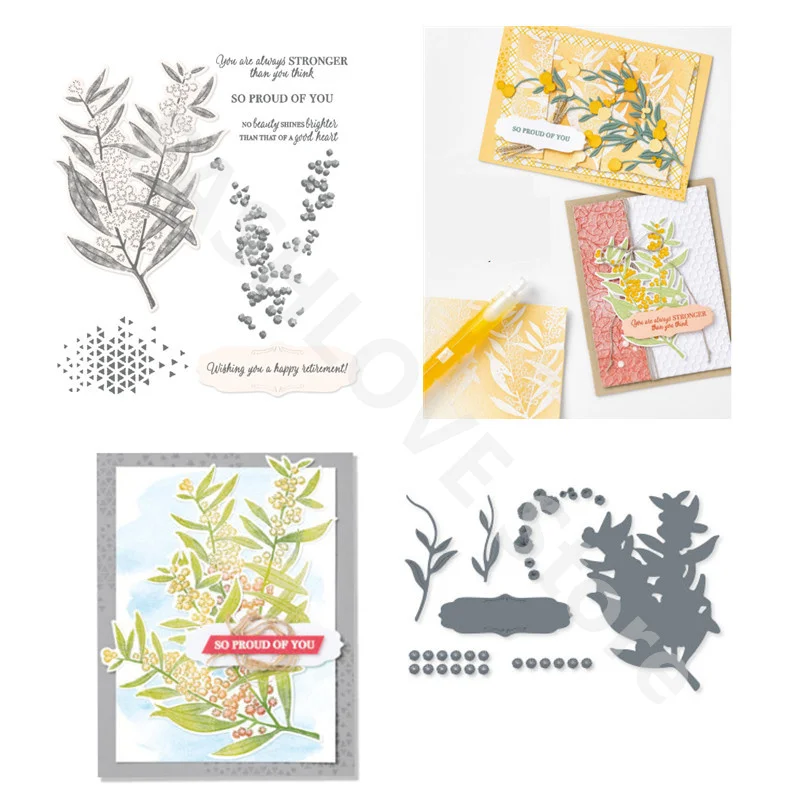 

2022 New Plant Metal Cutting Dies And Clear Stamps Set For DIY Scrapbooking Paper Cards Making Craft Embossing Decoration Crafts