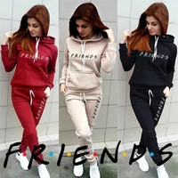 fashion loose hooded two piece set fall winter 2022 long sleeve top hoodies and pants sporty streetwear outfits jogging suits