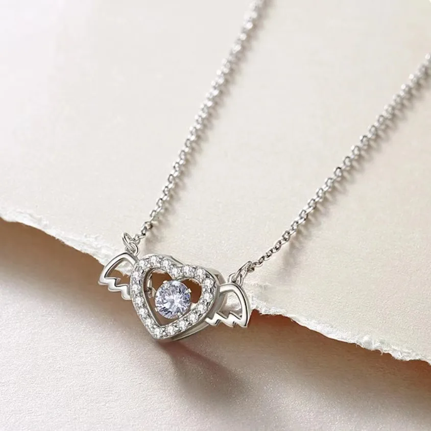 Фото искать на aliexpress чокер бижутерия ожерелье jenshin Модное ожерелье с ангелом, женское ожерелье в форме сердца, перьев, крыльев, роскошное ожерель... №2