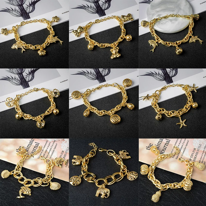 

ZEADear Jewelry India Dubai Gold Plated Charm Bracelet Bohemla Ocean Elements Bracelet For Women Wedding Jewelry Accessories