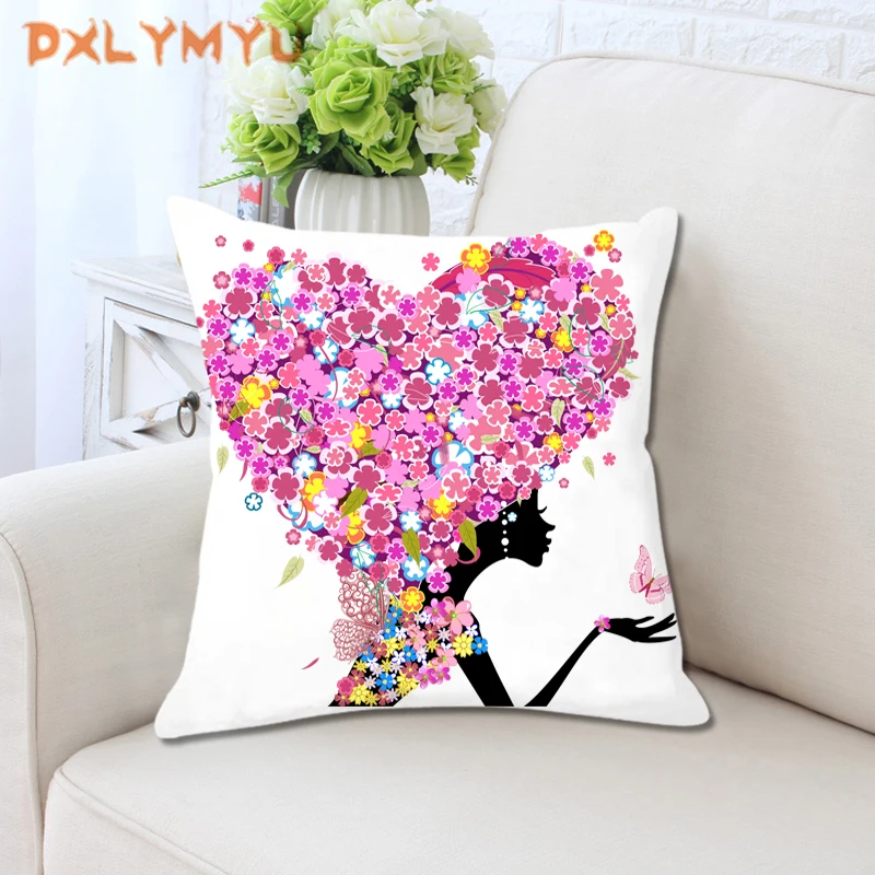 Flower Fairy Painting Polyester Soft Throw Pillow Case Sofa Decorative Cushion Covers Home Pillows Cover
